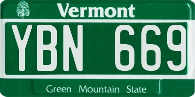 VT license plate YBN669