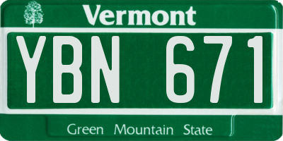 VT license plate YBN671