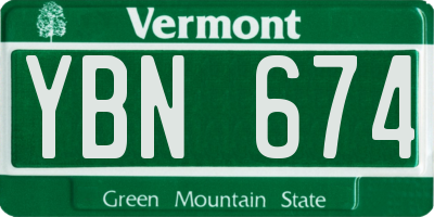 VT license plate YBN674