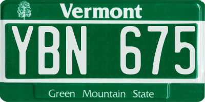 VT license plate YBN675