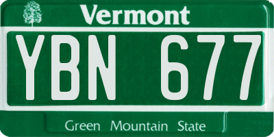 VT license plate YBN677