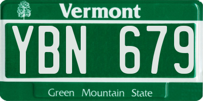 VT license plate YBN679