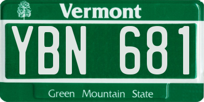 VT license plate YBN681