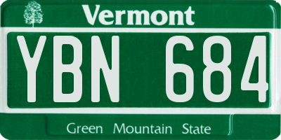 VT license plate YBN684