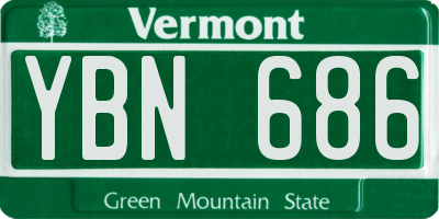 VT license plate YBN686
