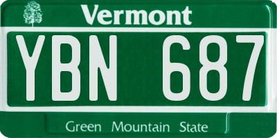VT license plate YBN687
