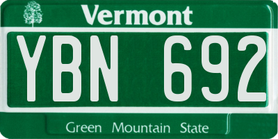 VT license plate YBN692