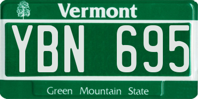VT license plate YBN695