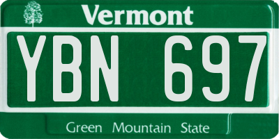 VT license plate YBN697