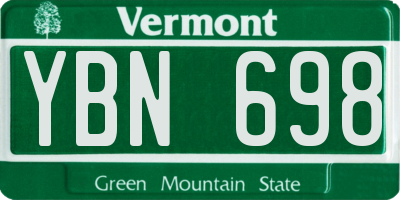 VT license plate YBN698
