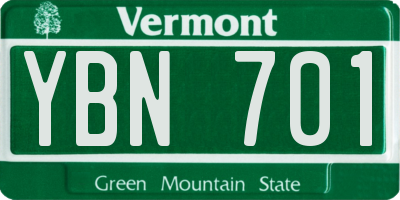 VT license plate YBN701