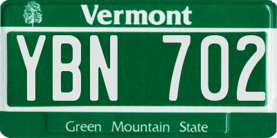 VT license plate YBN702