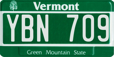 VT license plate YBN709