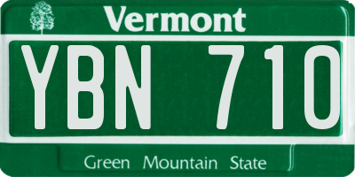 VT license plate YBN710