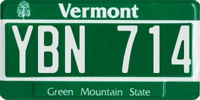 VT license plate YBN714