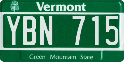 VT license plate YBN715