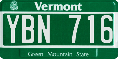 VT license plate YBN716