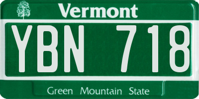 VT license plate YBN718