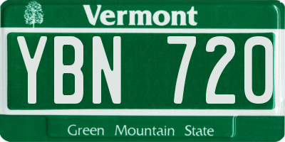 VT license plate YBN720