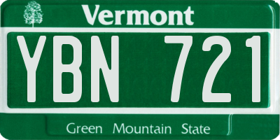 VT license plate YBN721