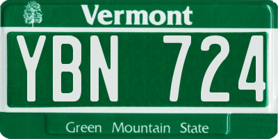VT license plate YBN724