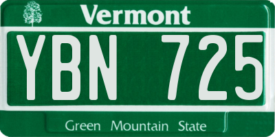 VT license plate YBN725