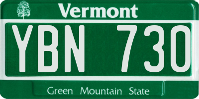 VT license plate YBN730