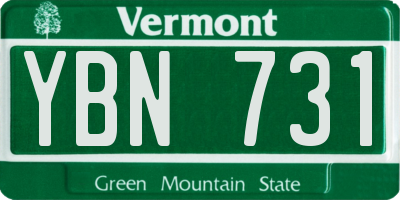 VT license plate YBN731