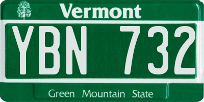 VT license plate YBN732