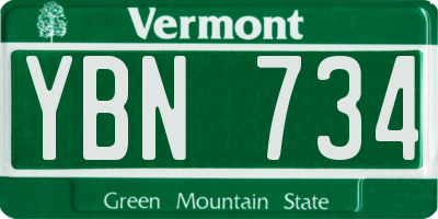 VT license plate YBN734