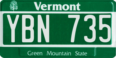 VT license plate YBN735