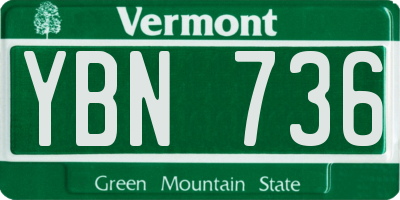 VT license plate YBN736