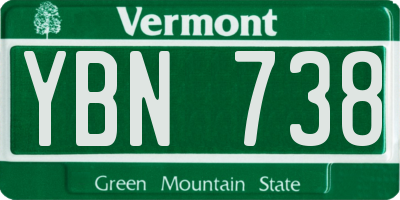 VT license plate YBN738
