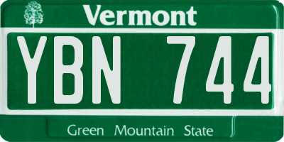 VT license plate YBN744