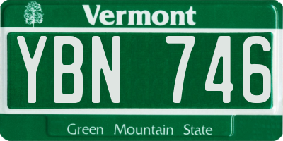 VT license plate YBN746