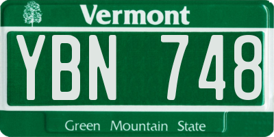 VT license plate YBN748