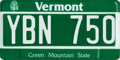 VT license plate YBN750