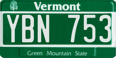 VT license plate YBN753