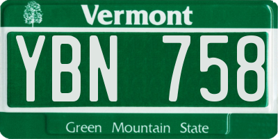 VT license plate YBN758