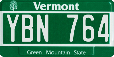 VT license plate YBN764