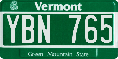 VT license plate YBN765