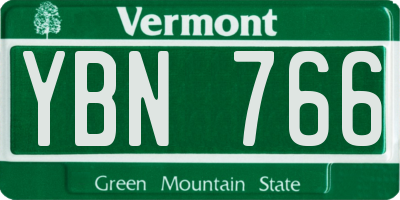 VT license plate YBN766