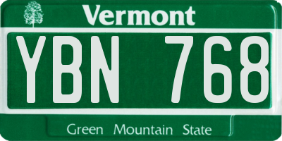 VT license plate YBN768