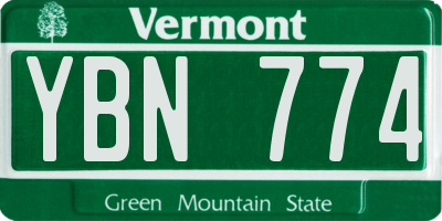VT license plate YBN774