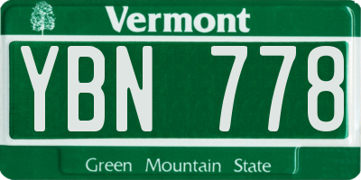VT license plate YBN778