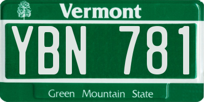 VT license plate YBN781