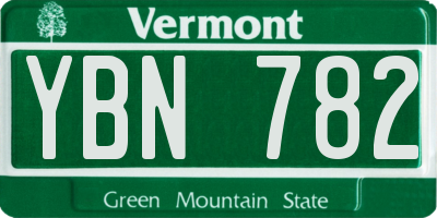 VT license plate YBN782