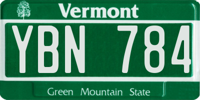 VT license plate YBN784