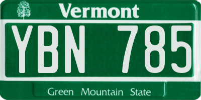 VT license plate YBN785