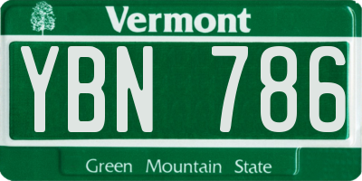 VT license plate YBN786